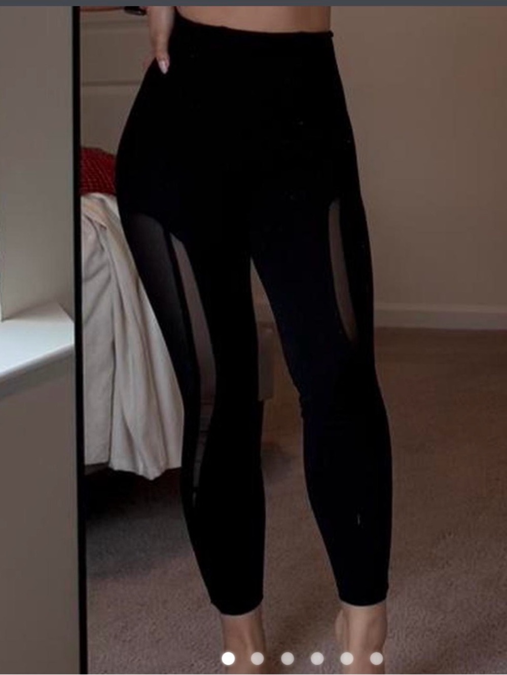 Black High-Waist Mesh Panel Leggings